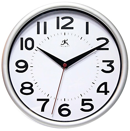 Infinity Instruments Metro Round Wall Clock, 9”, Silver