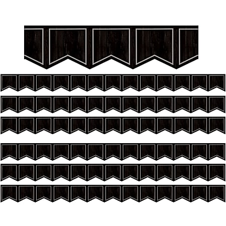 Teacher Created Resources® Die-Cut Border Trim, Modern Farmhouse Black Pennants, 35’ Per Pack, Set Of 6 Packs