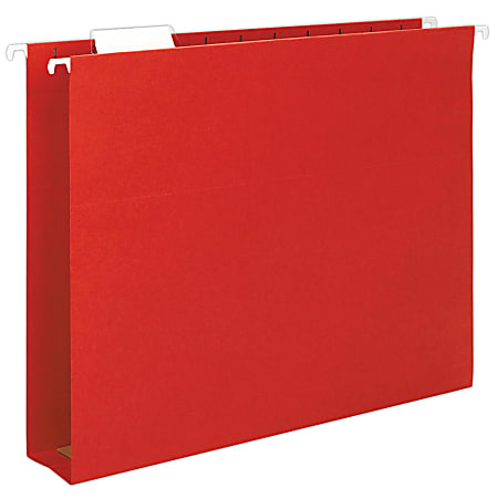 Smead® Hanging Box-Bottom File Folders, 2" Expansion, 1/5-Cut Adjustable Tab, Letter Size, Red, Box Of 25