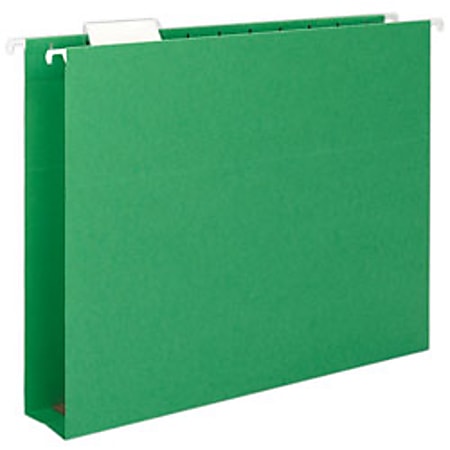 Smead® Hanging Box-Bottom File Folders, 2" Expansion, 1/5-Cut Adjustable Tab, Letter Size, Green, Box Of 25
