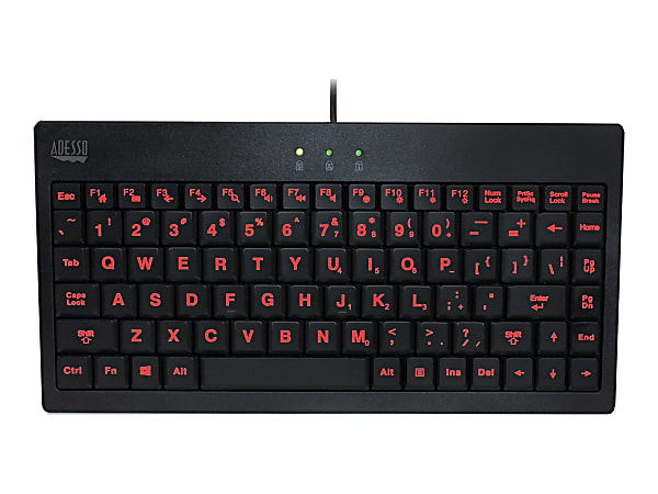 Adesso® SlimTouch 110 USB Illuminated Mini Keyboard, White/Black