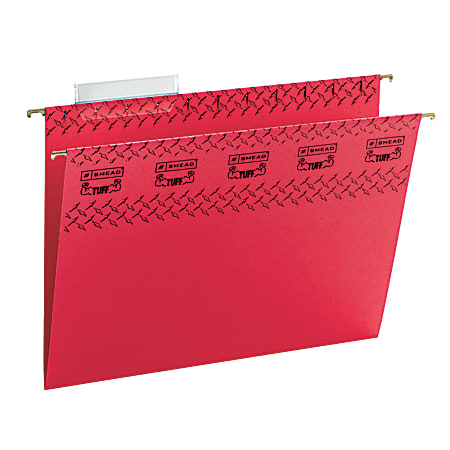 Smead® TUFF® Hanging File Folders With Easy Slide™ Tabs, Letter Size, Red, Box Of 18