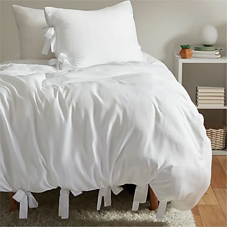 Dormify Samantha Tie Knot Duvet Cover and Sham Set, Twin/Twin XL, White