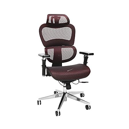OFM Core Collection Model 540 Ergo Mesh High-Back Chair With Headrest, Burgundy, Black/Chrome