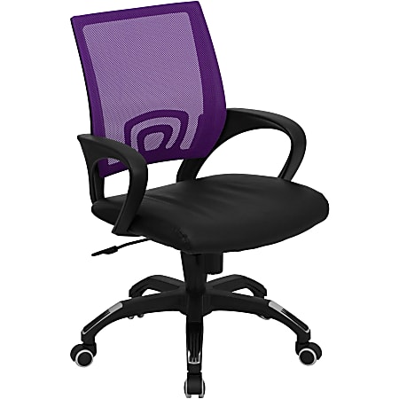 Flash Furniture Mesh/Leather Mid-Back Swivel Task Chair, Purple/Black