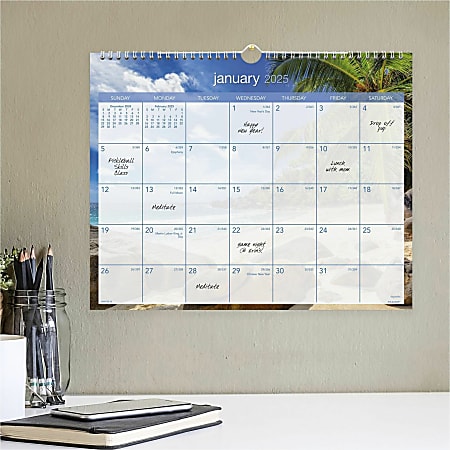 At-A-Glance Tropical Escape Wall Calendar - Medium Size - Julian Dates - Monthly - 12 Month - January 2024 - December 2024 - 1 Week, 1 Month Single Page Layout - 15