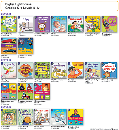 Rigby Lighthouse Complete Package, Levels B-D, Grades K-1, 6 Sets Of 24 Titles