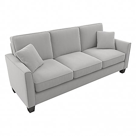 Bush® Furniture Flare Microsuede Fabric Sofa, 35-3/4"H x 85"W x 33-1/2"D, Light Gray, Standard Delivery