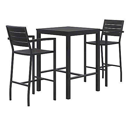 KFI Studios Eveleen 3-Piece Outdoor Patio Set, 33-13/16"H x 36"W x 36"D, White Table, White/Gray Chairs