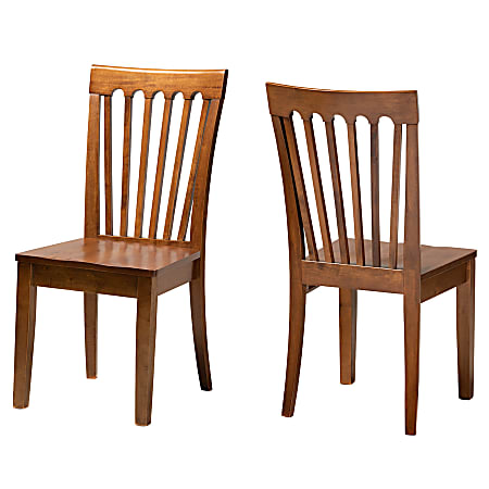 Baxton Studio Minette Wood Dining Chairs, Walnut Brown, Set Of 2 Dining Chairs
