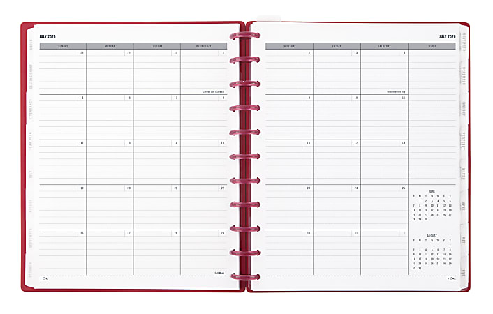 2026 2027 TUL Discbound Monthly Teacher Planner Letter Size Pink