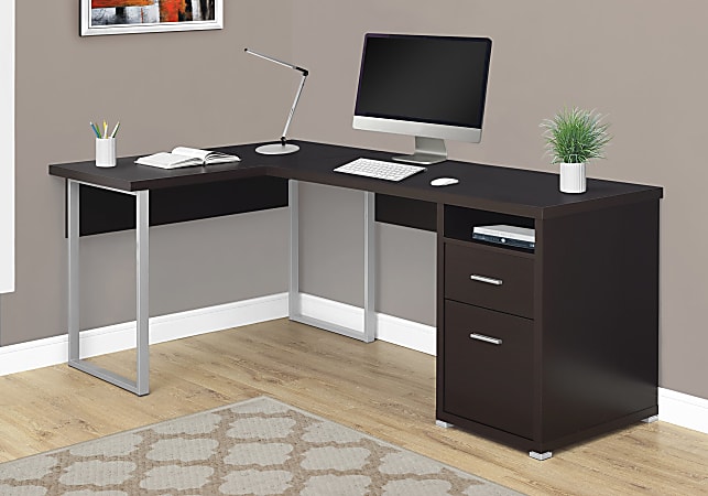 Monarch Specialties 79 W L Shaped Corner Desk With 2 Drawers