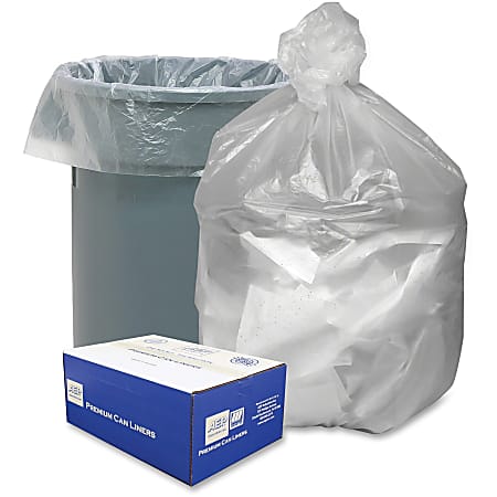 Webster® 0.2 mil Trash Bags, 56 gal, 43"H x 43"W, Natural, 200 Bags