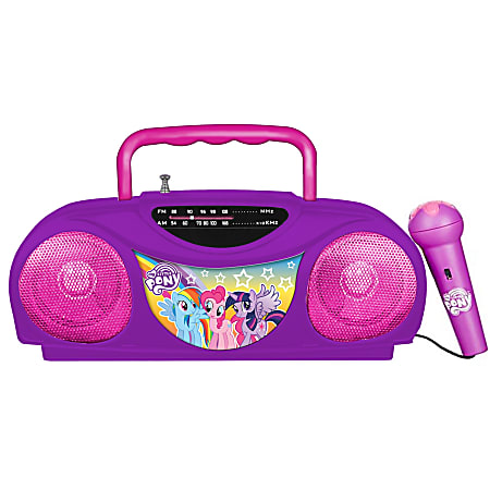 Sakar® My Little Pony Portable Radio And Karaoke System With Microphone, 4”H x 7-1/2”W x 2-1/4”, Purple