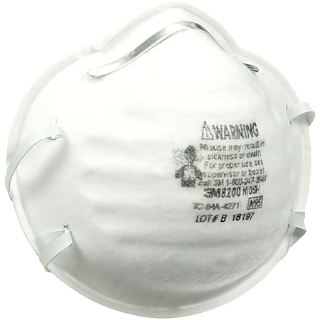 3M N95 Particulate Respirator 8200 Mask White Box Of 20 - Office Depot