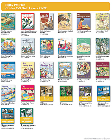 Rigby PM Plus Complete Package, Gold Levels 21-22, Grades 2-3, 6 Sets Of 26 Titles