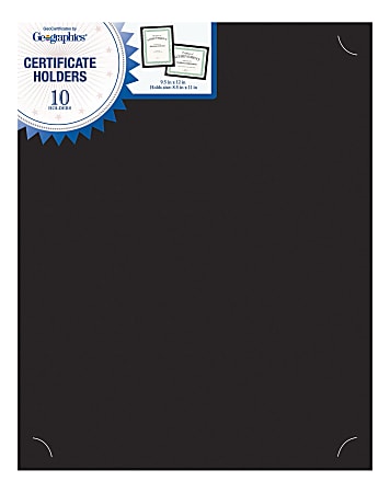 Geographics Recycled Certificate Holder - Black - 30% Recycled - 10 / Pack