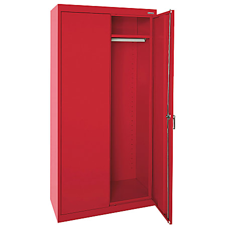 Sandusky Classic Series Medium-Duty Assembled Wardrobe Storage Cabinet, 72"H x 36"W x 24"D, Red