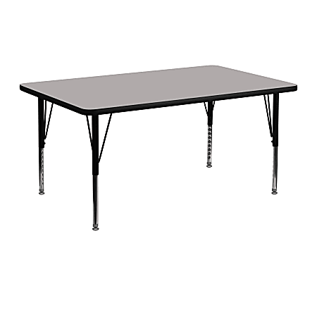 Flash Furniture 48"W Rectangular HP Laminate Activity Table With Short Height-Adjustable Legs, Gray