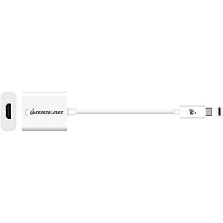 IOGEAR USB Type-C to HDMI Adapter - HDMI/USB AV/Data Transfer Cable for MacBook, Tablet, Projector, HDTV, Monitor, Notebook, Ultrabook, Audio/Video Device - First End: 1 x Type C Male USB - Second End: 1 x HDMI