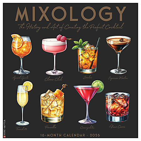 2026 Willow Creek Press Humor & Comics Monthly Wall Calendar, 12" x 12", Mixology, January To December, 55960