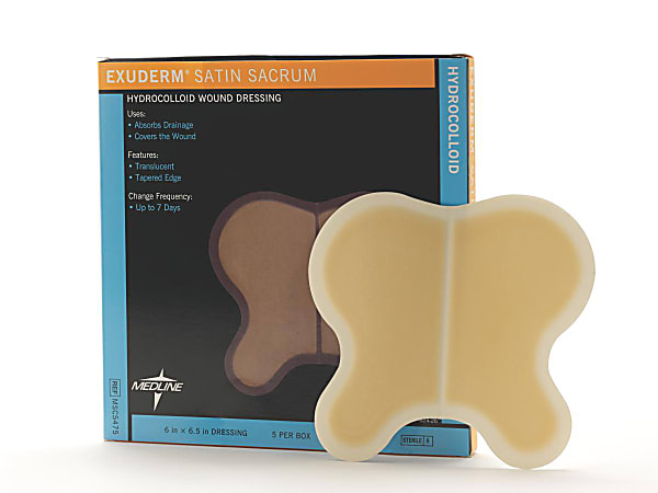 Medline Exuderm Satin Hydrocolloid Dressings, 6 7/16" x 6 1/2", Tan, Pack Of 5
