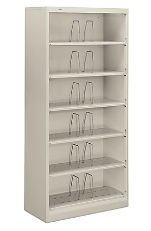 HON® Brigade® 600 36"W Lateral 6-Shelf Letter-Size File Cabinet, Metal, Light Gray