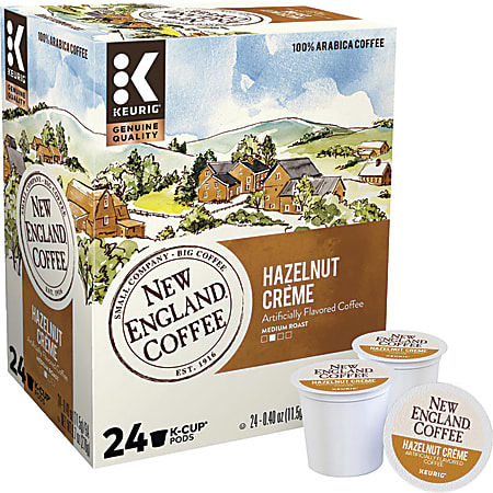 New England Coffee K-Cups, Medium Roast, Hazelnut Creme, Box Of 24 K-Cups