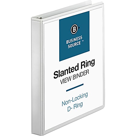 Business Source Basic D-Ring White View Binders, 1" Ring, 8 1/2" x 11", White
