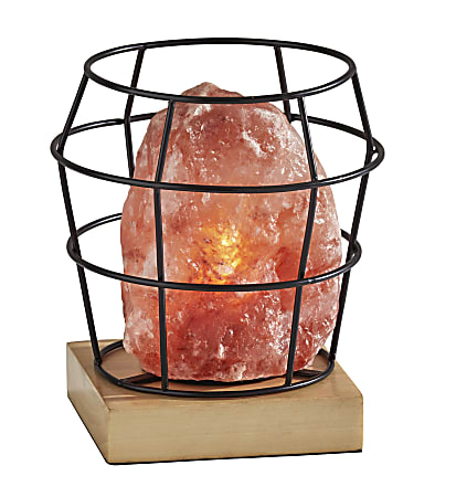 Adesso® Simplee Faith Himalayan Salt Table Lamp, 8"H, Black Shade/Natural Base