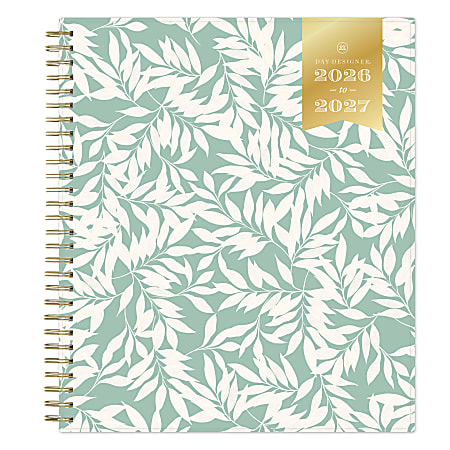 Planning Calendar DD Scattered Leaves Green PP 8x10 AY26&ndash;27