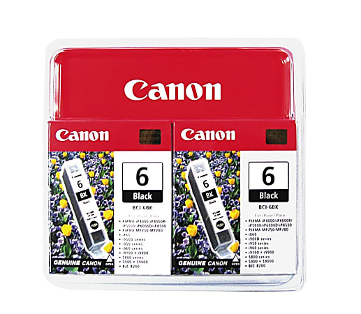 Canon® BCI-6 Black Ink Cartridges, Pack Of 2, 4705A037