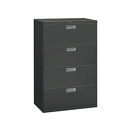 HON® 600 36"W x 18"D Lateral 4-Drawer File Cabinet With Lock, Charcoal