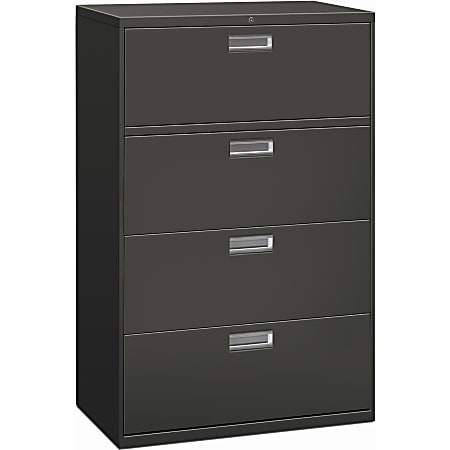 HON® 600 36"W x 18"D Lateral 4-Drawer File Cabinet With Lock, Charcoal