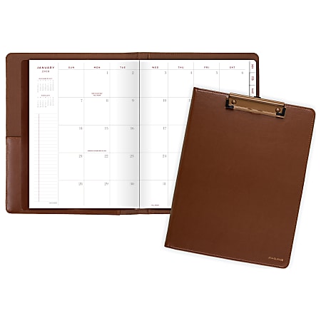 AT-A-GLANCE® Signature Collection™ 13-Month Clipfolio, 9 3/8" x 12 1/2", Brown, January 2018 to January 2019 (YP60009-18)