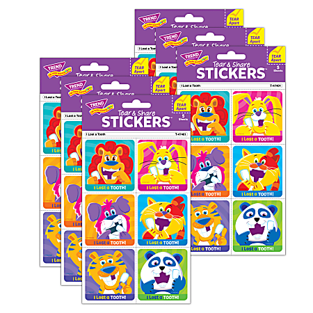 Trend Tear & Share Stickers, I Lost A Tooth, 30 Stickers Per Pack, Set Of 6 Packs