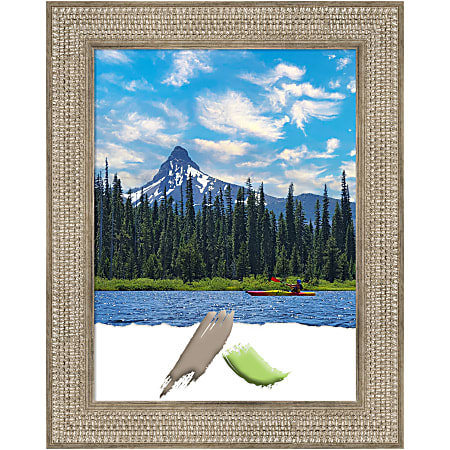 Amanti Art Wood Picture Frame, 24" x 30", Matted For 18" x 24", Trellis Silver