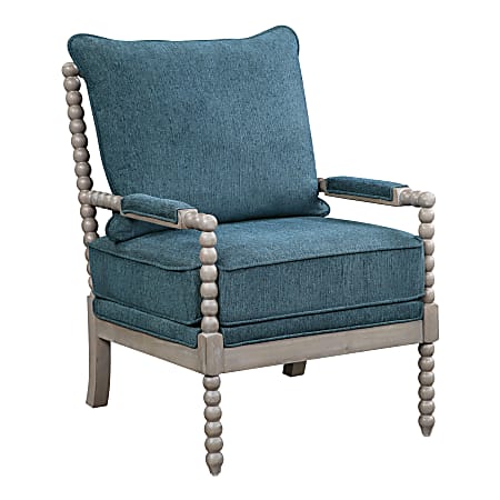 Office Star Abbott Chair, Azure/Brushed Gray