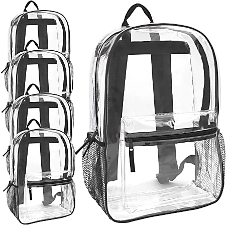 Summit Ridge Classic Clear Backpacks, Black Trim, Case Of 24 Backpacks