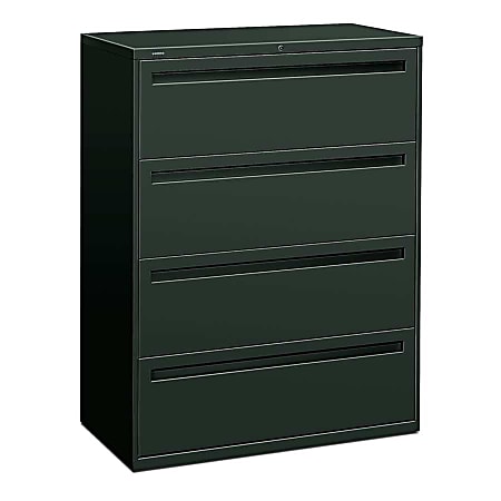 HON® Brigade® 700 42"W x 18"D Lateral 4-Drawer File Cabinet, Charcoal
