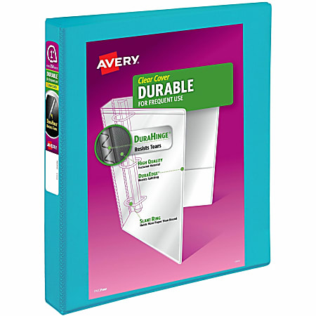 Avery® Durable View 3-Ring Binder, 1" Slant Rings, Aqua