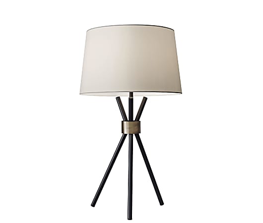 Adesso® Benson Table Lamp, 25 1/2"H, White Shade/Black Base