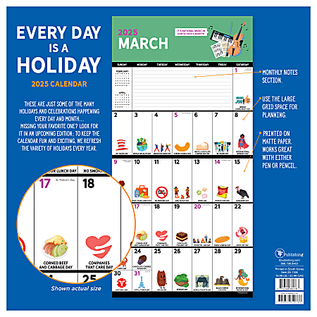2025 TF Publishing Monthly Wall Calendar 12 x 12 Every Day s A Holiday