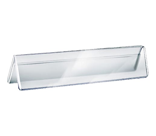Azar Displays Acrylic Horizontal 2-Sided Nameplates, 2"H x 8-1/2"W x 3"D, Clear, Pack Of 10 Nameplates