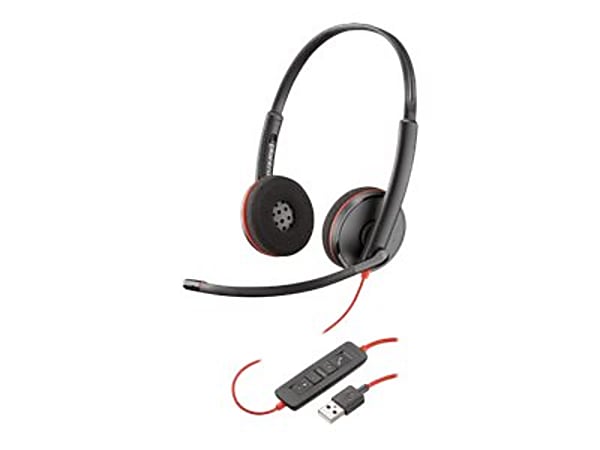 Plantronics Blackwire C3220 Over-The-Head Wired Headphones, Black