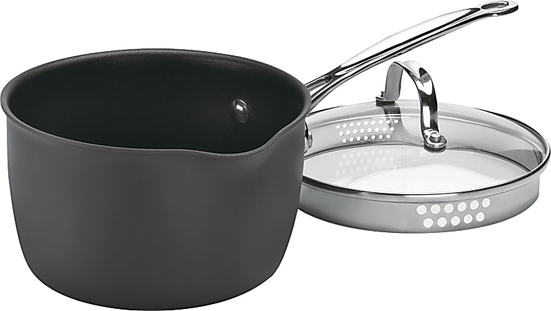 Cuisinart Chefs Classic Stainless Steel Nonstick Hard Anodized Cook And  Pour Saucepan With Cover 3 Qt Black - Office Depot