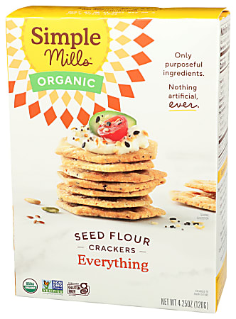Simple Mills Seed Flour Crackers, Everything, 4.25 Oz, Total Qty 6