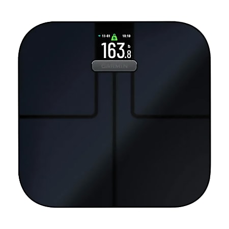 Garmin Index 400-Lb Capacity Smart Glass Bathroom Scale, 010-02294-02, 12.2" x 12.6", Black