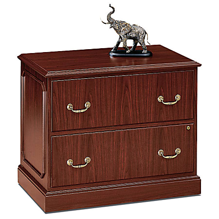 HON® 9400 37-1/2"W Lateral 2-Drawer File Cabinet, Metal, Mahogany