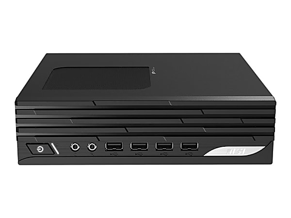 MSI PRO DP21 11M-060US Desktop Computer - Intel Pentium Gold G6405 (2 Core) 4.10 GHz - 4 GB RAM DDR4 SDRAM - 120 GB M.2 Serial ATA SSD - Micro PC - Black - Intel H510 Chip - Windows 11 Pro 610 DDR4 SDRAM - IEEE 802.11ax - 120 W